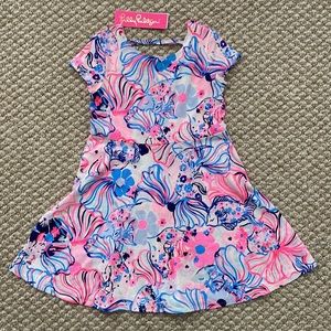 NWT Lilly Pulitzer Girls Alina Dress - M (6-7) Prosecco Pink Make A Splash
